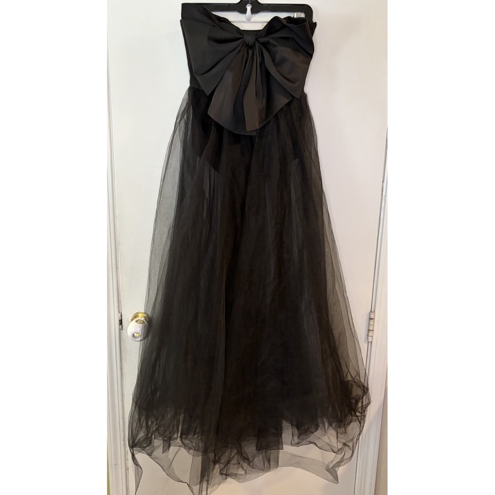 Anthropologie x Hutch - Black Strapless Maxi Dress Large Bow Bodysuit Sheer Sexy - Picture 3 of 8